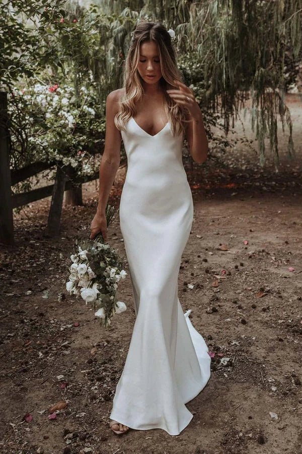 wedding dress preservationSpaghetti Straps Mermaid Beach Wedding Dress Summer Long Bridal Dress OK1419