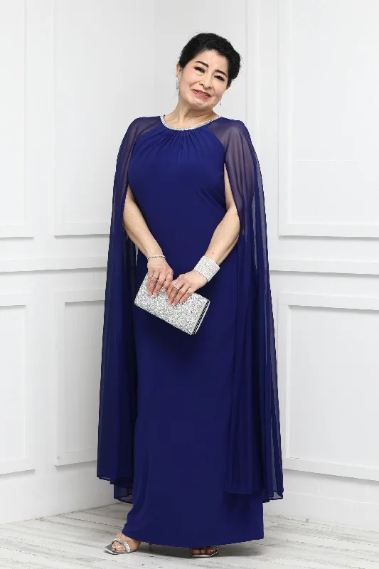 sleeveless wedding dressesPetite Women's Cape Sheath Evening Gown - Wedding Guest Outfit