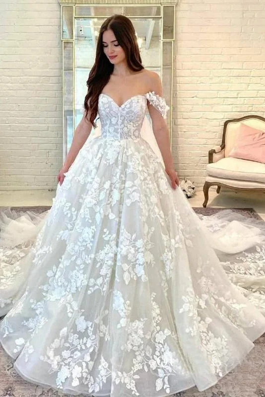 affordable wedding dressesGorgeous Off Shoulder Sweetheart Lace Long Wedding Dress Bridal Dress OK1155