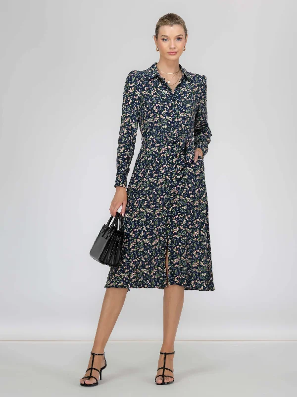 midi bodycon dressesJolie Moi Shea Viscose Shirt Midi Dress, Navy Floral