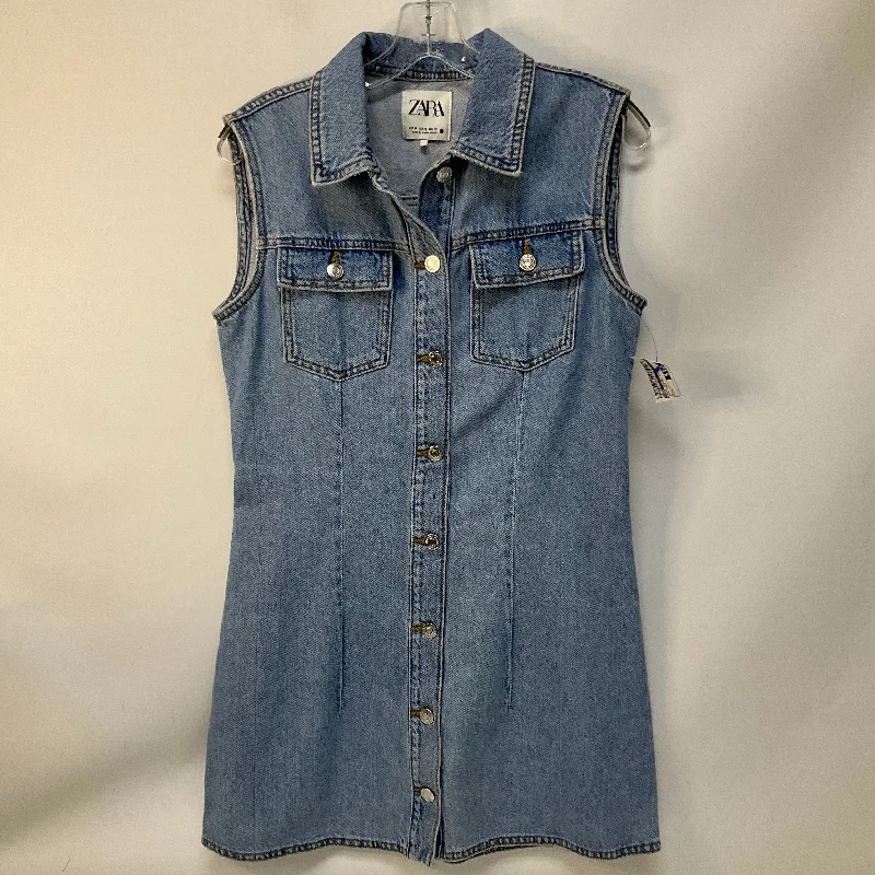 Dress Casual Short By Zara In Blue Denim, Size: M