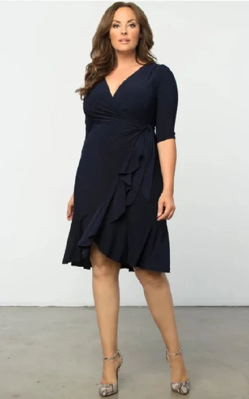 Kiyonna- Whimsy Wrap Dress in Navy