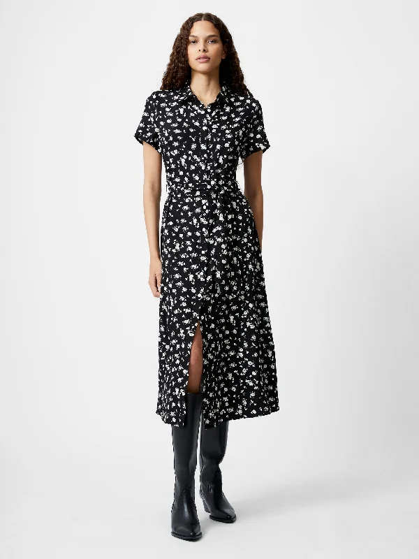 Printed Short Sleeve Shirt Dress