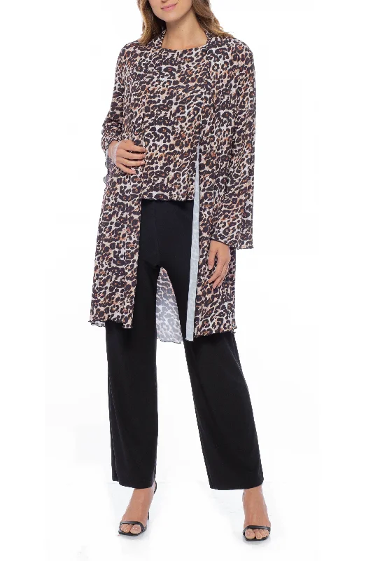 women's tops for those who refuse to compromise on styleMarina Animal Print Top Jacket Elastic Waist Pant Set