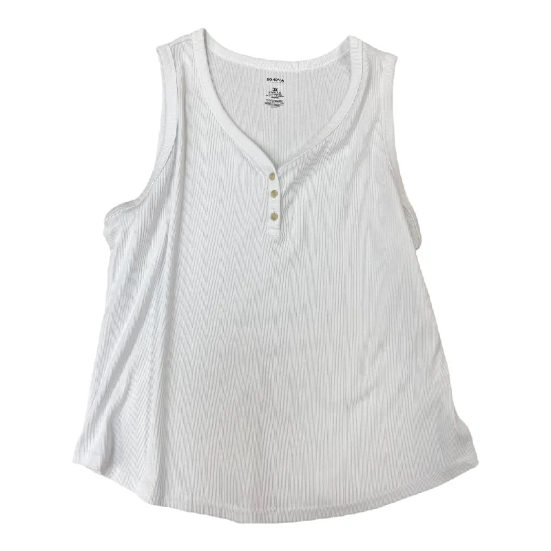 cropped women's topsTop Sleeveless Basic By Sonoma In White, Size: 3x