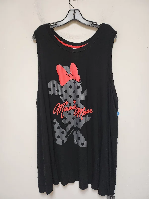 long-sleeved women's topsTop Sleeveless Basic By Walt Disney In Black & Red, Size: 3x