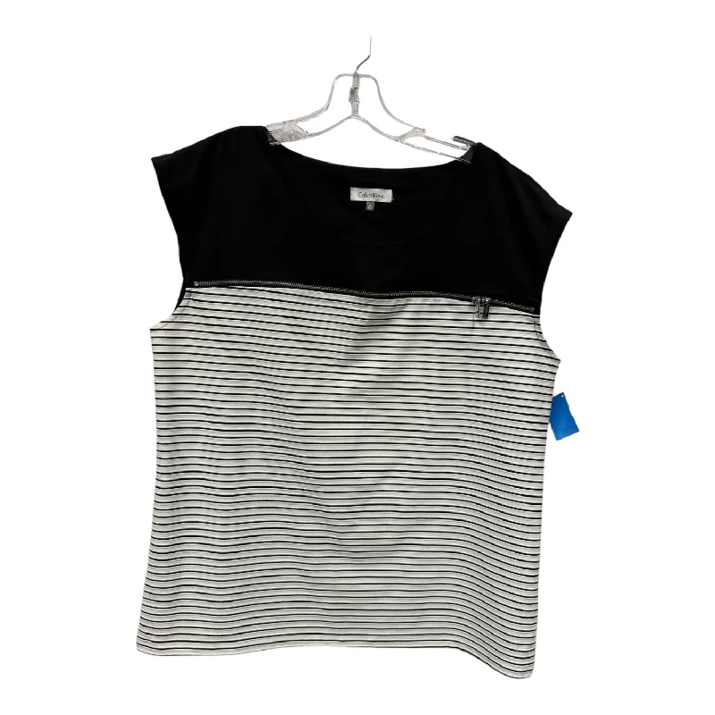 women's tops for those who love bold and vibrant colorsTOP SLEEVELESS by CALVIN KLEIN In BLACK & WHITE, Size: XL