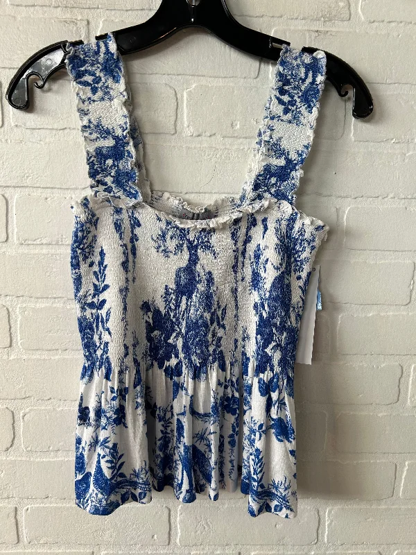 women's tops for those who love to shop for unique findsTop Sleeveless By Conditions Apply In Blue & White, Size: Xs