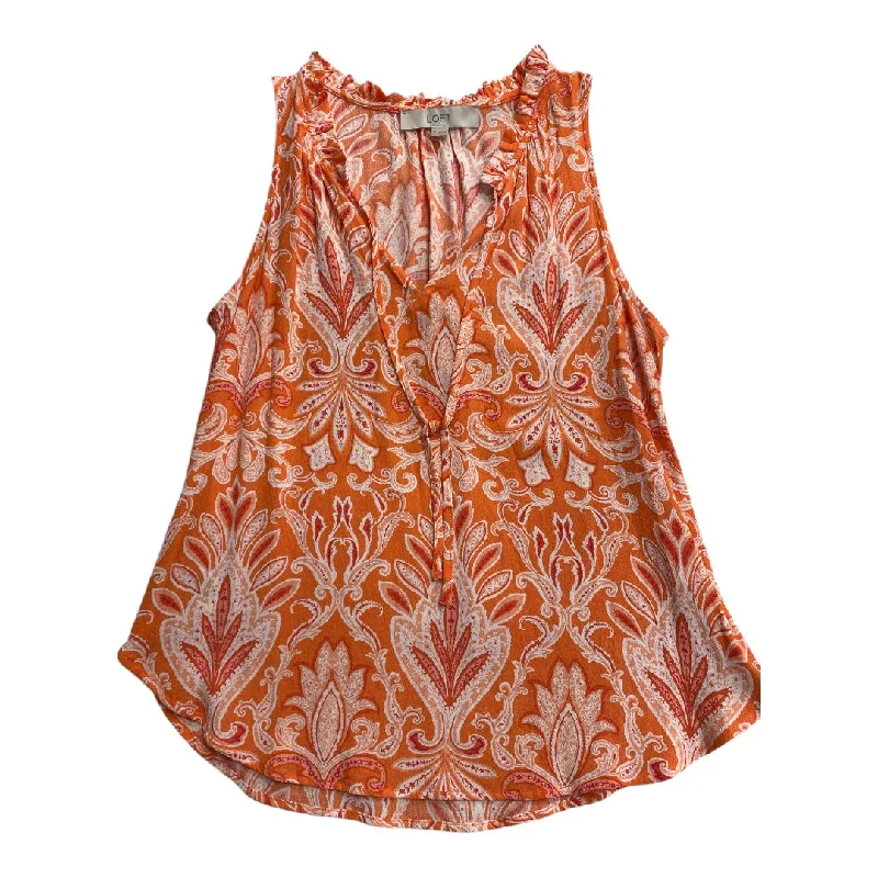 women's tops for those who want to add a bit of flair and personality to their looksTop Sleeveless By Loft In Orange & White, Size: Xs